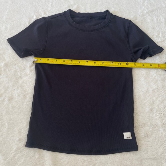 Vuori Pose Fitted Tee Ribbed Crewneck Short Sleeve Active Top Black Size XS - Picture 10 of 12